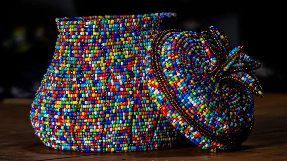 Beaded Lidded Basket