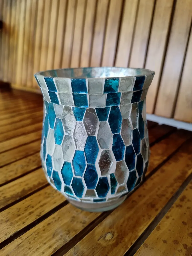 Blue Mosaic Votive Holder
