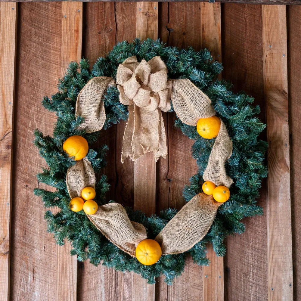 Burlap Bow Wreath with Lemons
