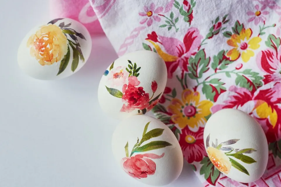 Floral Decoupage Eggs, Set of 6