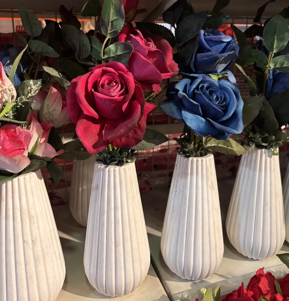 Fluted White Ceramic Vases, Set of 4