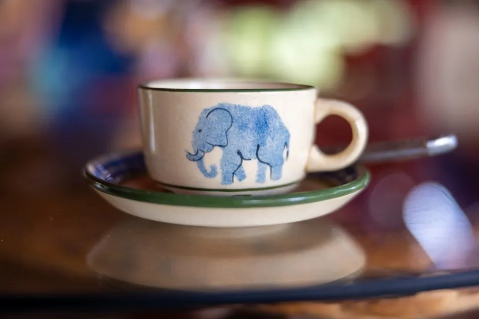Hand-Painted Elephant Teacup
