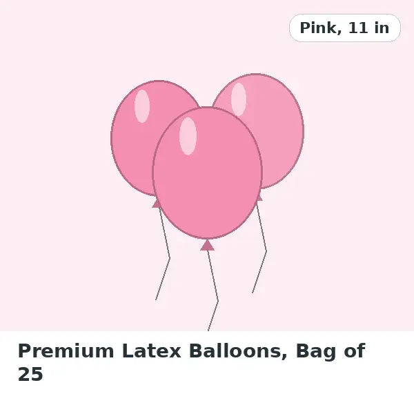 Premium Latex Balloons, Bag of 25 - Pink, 11 in