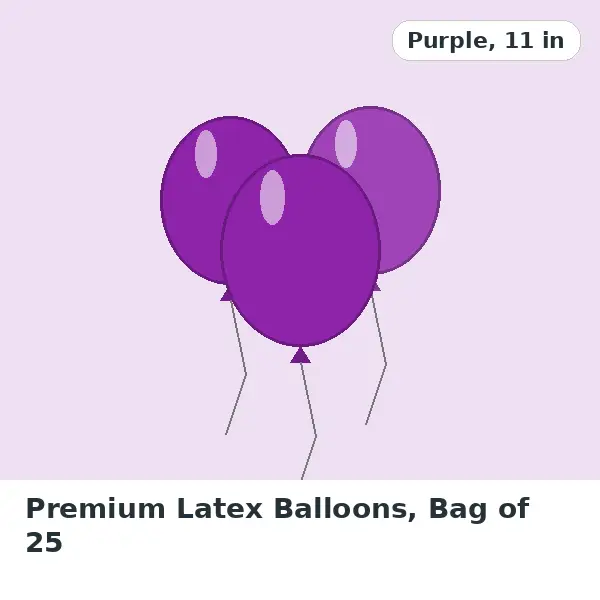 Premium Latex Balloons, Bag of 25 - Purple, 11 in