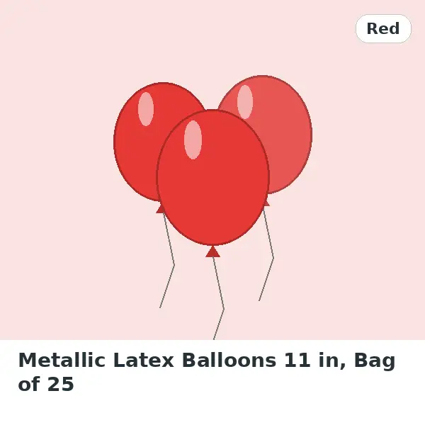 Metallic Latex Balloons 11 in, Bag of 25 - Red