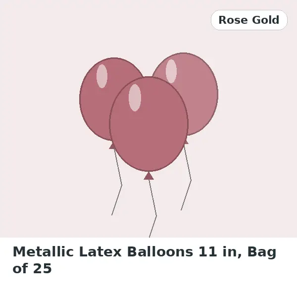 Metallic Latex Balloons 11 in, Bag of 25 - Rose Gold