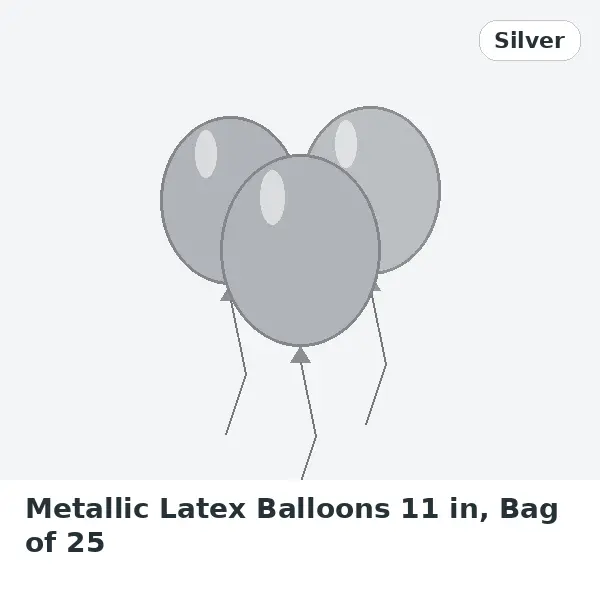 Metallic Latex Balloons 11 in, Bag of 25 - Silver