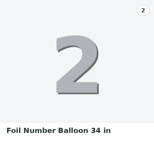 Foil Number Balloon 34 in - 2, Silver