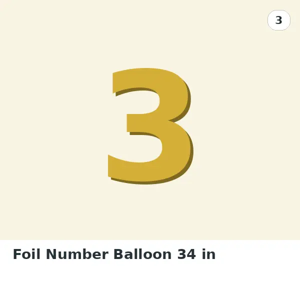 Foil Number Balloon 34 in - 3, Gold
