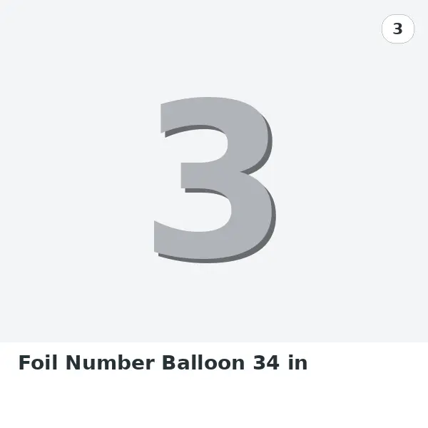 Foil Number Balloon 34 in - 3, Silver