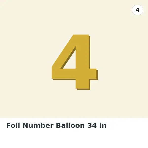 Foil Number Balloon 34 in - 4, Gold