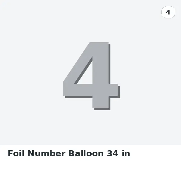 Foil Number Balloon 34 in - 4, Silver
