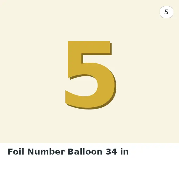 Foil Number Balloon 34 in - 5, Gold