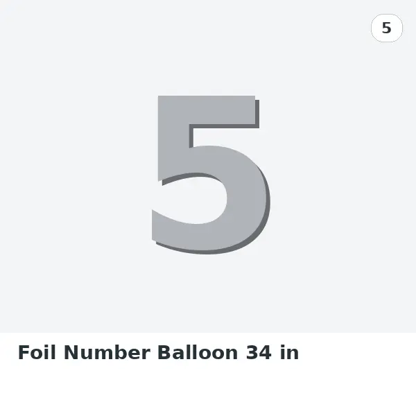 Foil Number Balloon 34 in - 5, Silver