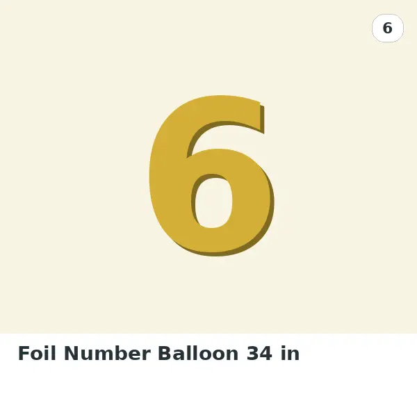 Foil Number Balloon 34 in - 6, Gold