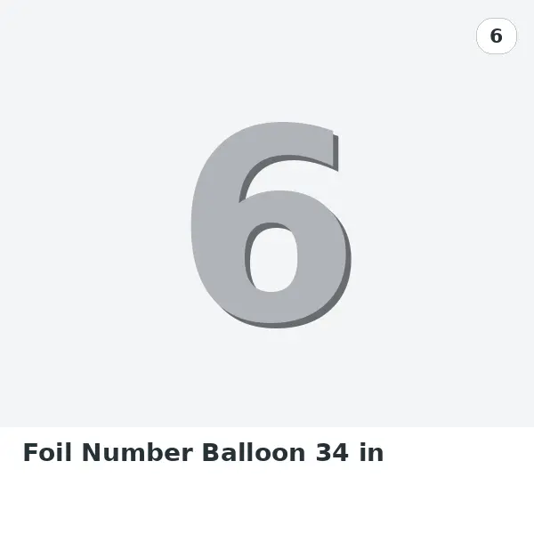 Foil Number Balloon 34 in - 6, Silver
