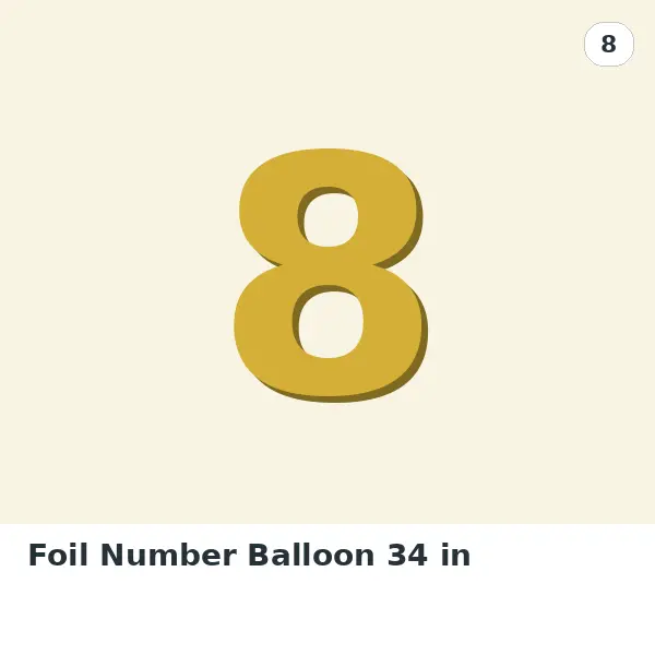Foil Number Balloon 34 in - 8, Gold