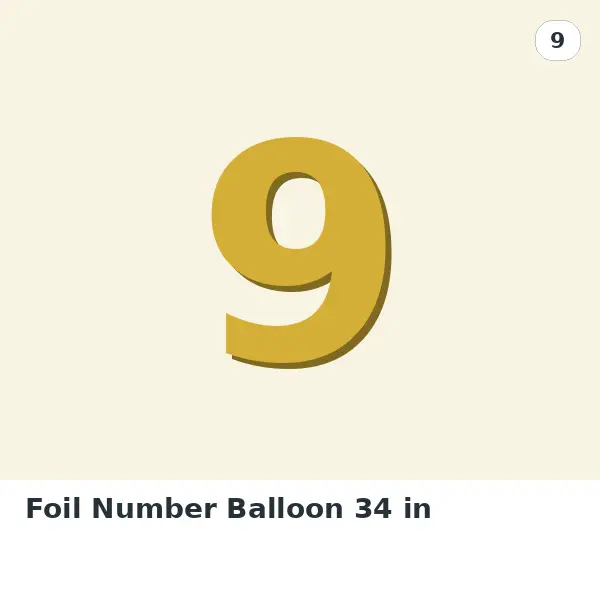 Foil Number Balloon 34 in - 9, Gold