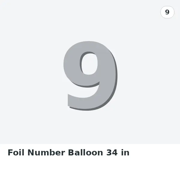 Foil Number Balloon 34 in - 9, Silver