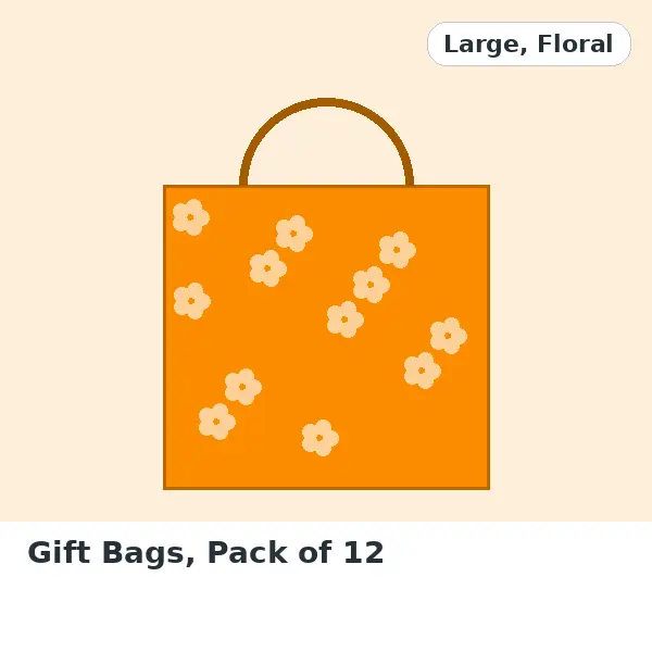 Gift Bags, Pack of 12 - Large, Floral