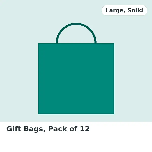 Gift Bags, Pack of 12 - Large, Solid