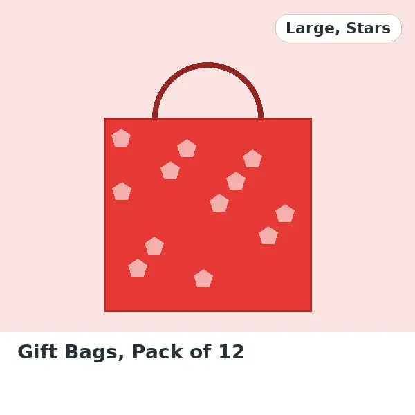 Gift Bags, Pack of 12 - Large, Stars