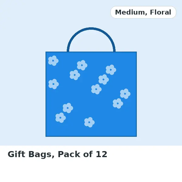 Gift Bags, Pack of 12 - Medium, Floral
