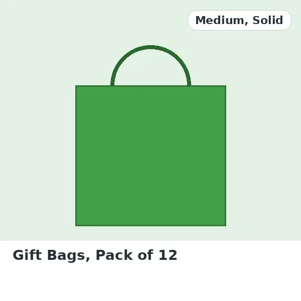 Gift Bags, Pack of 12 - Medium, Solid