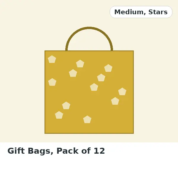 Gift Bags, Pack of 12 - Medium, Stars