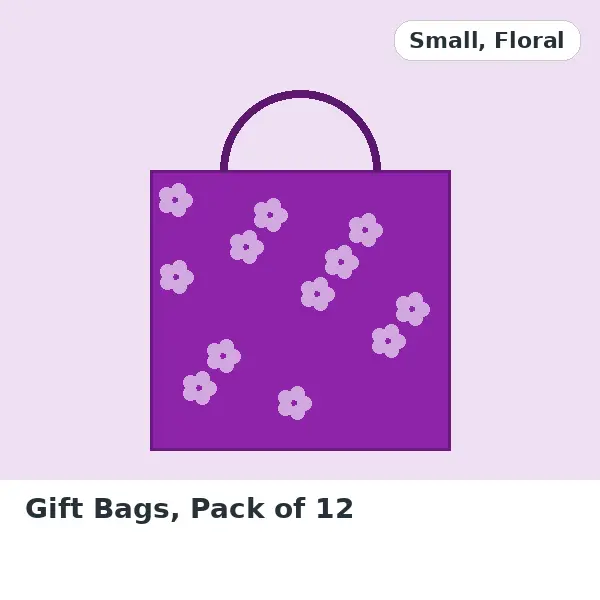 Gift Bags, Pack of 12 - Small, Floral