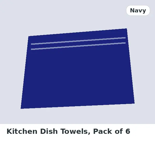 Kitchen Dish Towels, Pack of 6 - Navy
