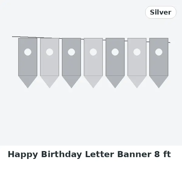 Happy Birthday Letter Banner 8 ft - Silver