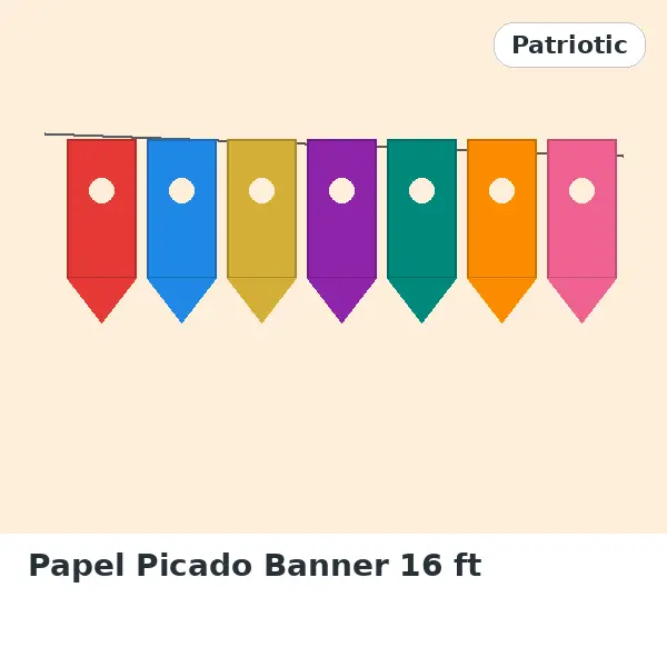 Papel Picado Banner 16 ft - Patriotic