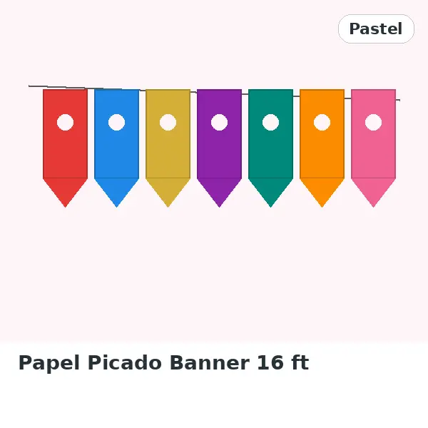Papel Picado Banner 16 ft - Pastel