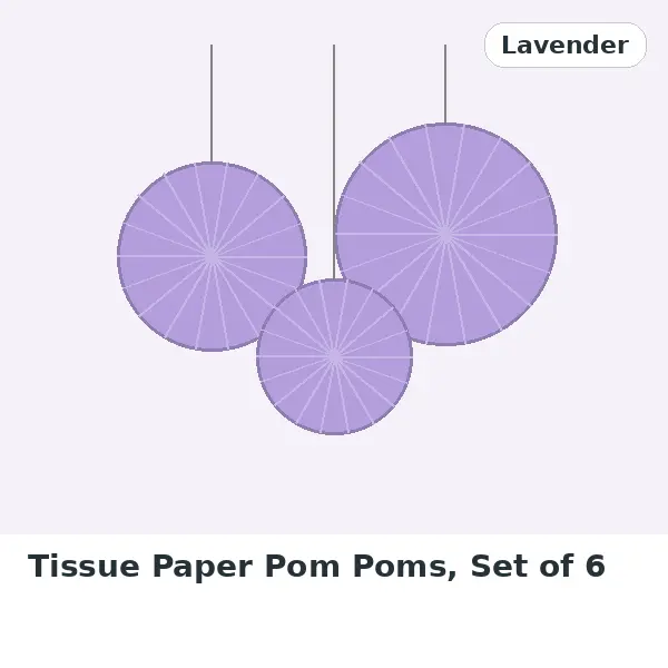 Tissue Paper Pom Poms, Set of 6 - Lavender