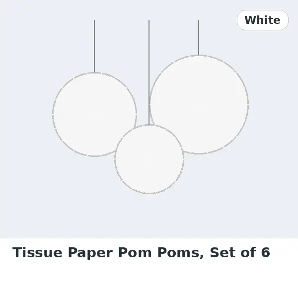 Tissue Paper Pom Poms, Set of 6 - White