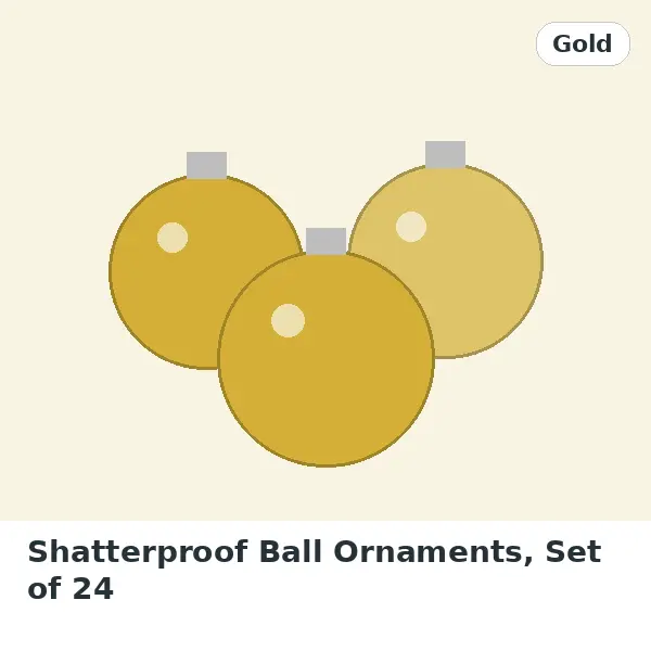 Shatterproof Ball Ornaments, Set of 24 - Gold