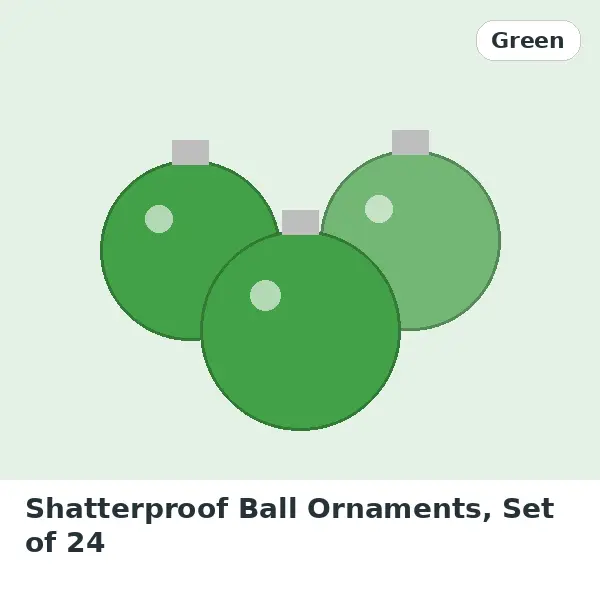 Shatterproof Ball Ornaments, Set of 24 - Green