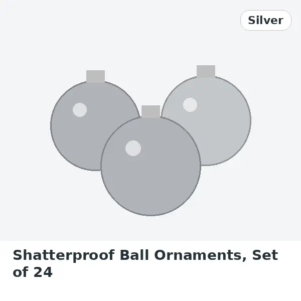 Shatterproof Ball Ornaments, Set of 24 - Silver