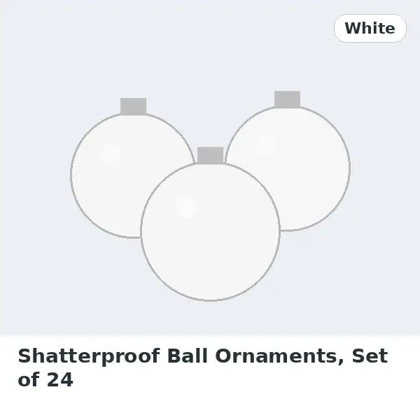 Shatterproof Ball Ornaments, Set of 24 - White