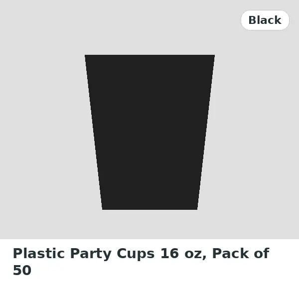 Plastic Party Cups 16 oz, Pack of 50 - Black
