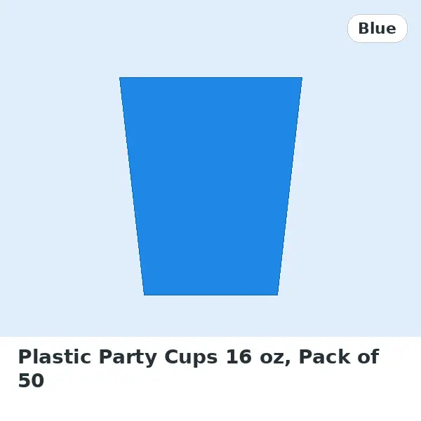 Plastic Party Cups 16 oz, Pack of 50 - Blue