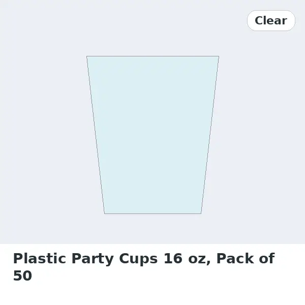 Plastic Party Cups 16 oz, Pack of 50 - Clear