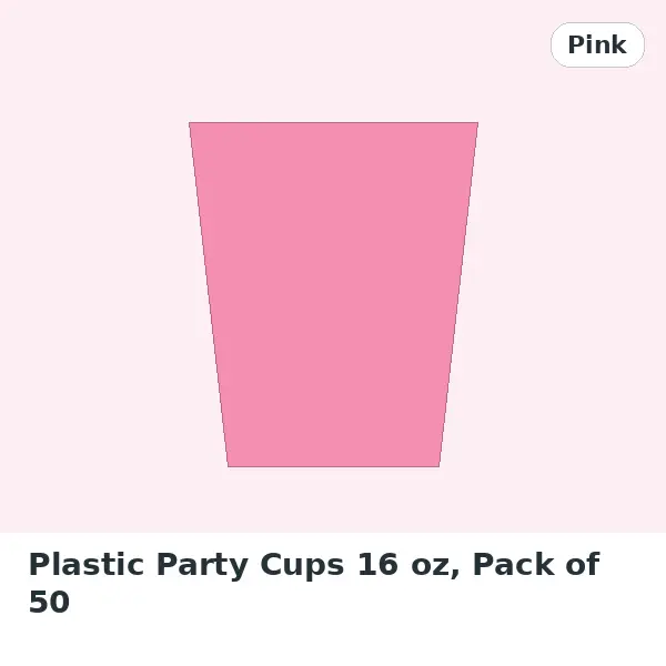 Plastic Party Cups 16 oz, Pack of 50 - Pink