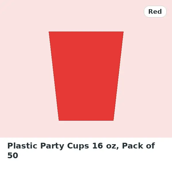 Plastic Party Cups 16 oz, Pack of 50