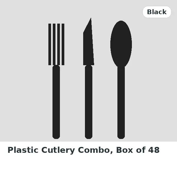 Plastic Cutlery Combo, Box of 48 - Black