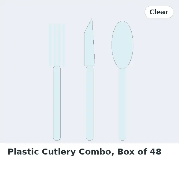 Plastic Cutlery Combo, Box of 48 - Clear