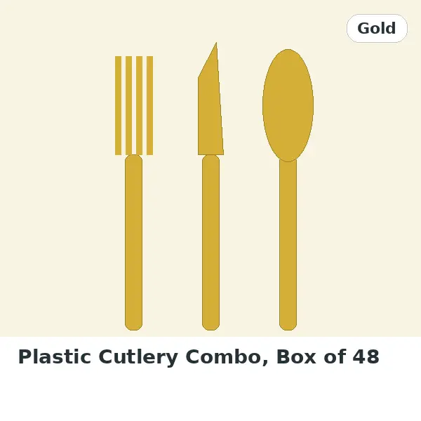 Plastic Cutlery Combo, Box of 48 - Gold