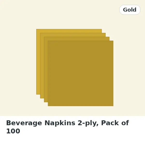 Beverage Napkins 2-ply, Pack of 100 - Gold