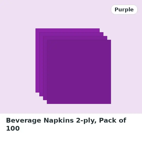Beverage Napkins 2-ply, Pack of 100 - Purple